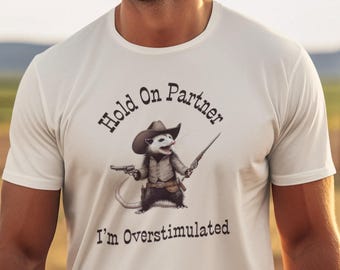 Funny Cowboy Possum T-Shirt: Wild West Opossum Meme Tee