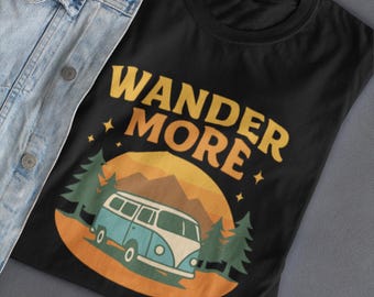 Wander More T-Shirt | Retro Camper Van Graphic, Adventure Tee