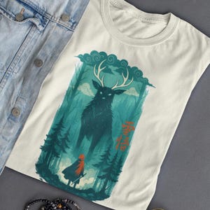 Forest Spirit Deer T-Shirt: Mystical Japanese Forestcore Tee
