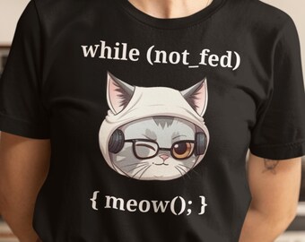 Zabawna koszulka z motywem kodowania dla kotów: humor programisty, prezent dla geeków