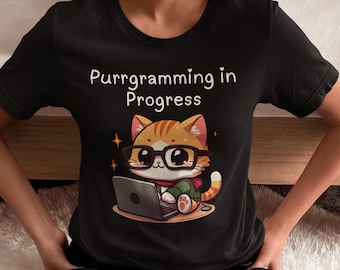 Purrgramming Cat T-Shirt: Funny Coder Gift for Cat Lovers
