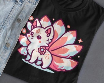 Kawaii Kitsune Fox T-Shirt, Japanese Anime Chibi Yokai Shirt