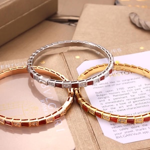 S925 silver plated 18K gold snake bone bracelets,designer women&#39;s carnelian bracelets,gift for her