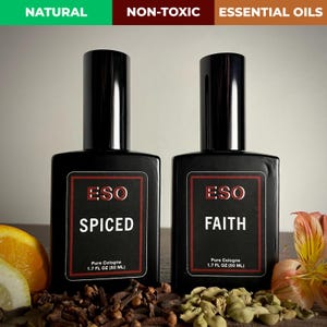 Spiced + Faith – Natural Cologne Gift Set for Him – Bright Citrus & Warm Spice – Clean, Non-Toxic Scents He’ll Love