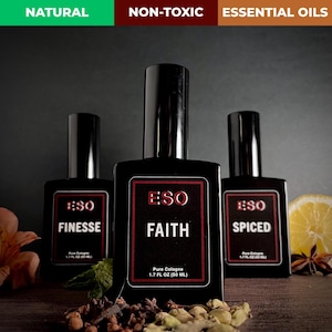 Faith + Finesse + Spiced – Clean, Non-Toxic Cologne Bundle for Men – Bright Citrus, Cool Freshness & Warm Spice – Natural Fragrance Set