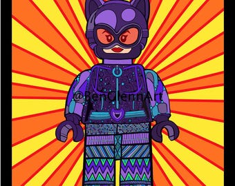 LEGO CATWOMAN wall art / Superhero Room Decor / CATWOMAN Birthday Party Theme / Kids Playroom Poster / Girl Gift /Digital Download