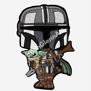LEGO -Style Star Wars Mandalorian Funko Pop  Digital Wall Art -  Perfect for superhero decor for kids rooms and playrooms, themed parties!