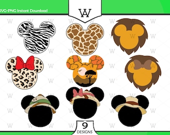 Animal Kingdom SVG PNG Bundle, Wild Trip Svg,Family Safari Trip Svg,Family Vacation Png Svg,Cartoon Characters Clipart Cut files for Cricut