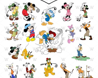 Mouse & Friends Golf SVG: Cartoon Character Cut Files (Digital Download)