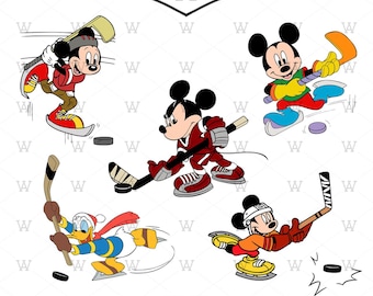 Mouse & Friends Hockey SVG: Arquivos de corte de personagens de desenho animado (5 designs)