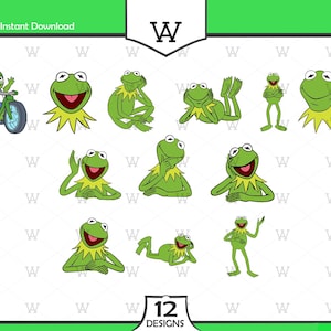 Kermit The Frog Svg Png, 12 Designs Easy to use, Cartoon Characters, Layered Svg by colors, Transparent Png, Easy cut files for Cricut