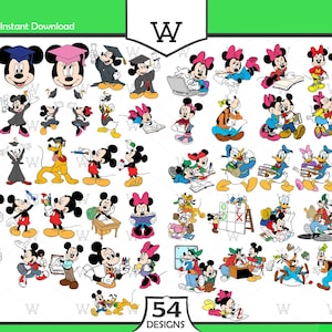 Mouse And Friends At School Svg Png, 54 Designs Easy to use Cartoon Characters, Layered Svg by colors, Transparent Png, Cut files for Cricut