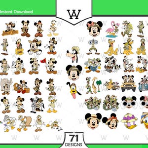 Mouse And Friends Safari Svg Png, 71 Designs Easy to use, Cartoon Characters, Layered Svg by colors, Transparent Png, Cut files for Cricut.