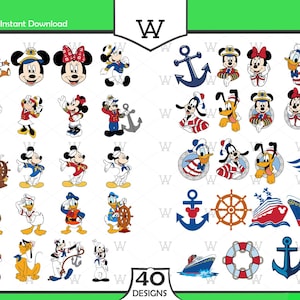 Cruise Mouse & Friends SVG Designs: Cartoon Characters, Cricut Cut Files (Digital Download)