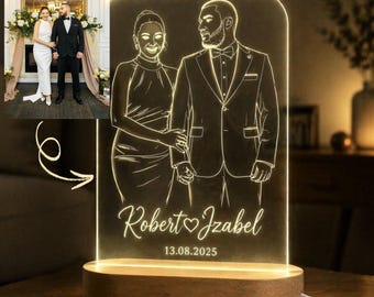 Luz nocturna a partir de tu foto, retrato con tu foto grabada en una luz nocturna.