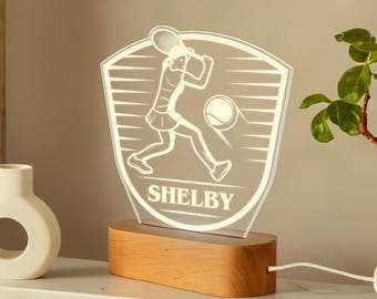 Luz nocturna de tenis personalizada, decoración deportiva personalizada