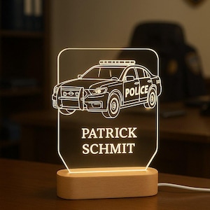 Night light police car for police officers, for those who work in security agencies, a gift for a birthday, for the office or for a room