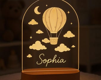 Luz de noche LED personalizada, lámpara de globo con luna estrellada, decoración infantil