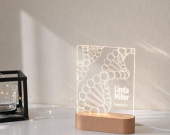 Veilleuse à structure d'adn personnalisée, cadeau personnalisé pour généticiens, lampe acrylique led