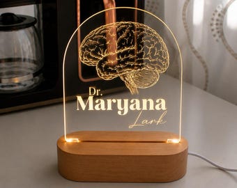 Personalized brain led night light – neurosurgeon gift, led acrylic lamp