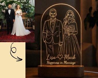 Lámpara de noche a partir de tu foto, retrato con tu foto grabada en una lámpara acrílica.