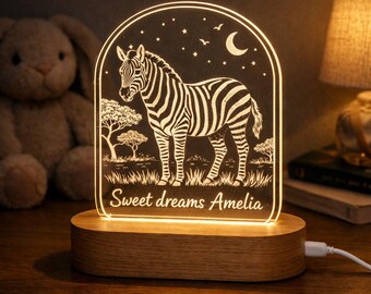 Lámpara de noche infantil con forma de cebra, regalo para un niño en la guardería.