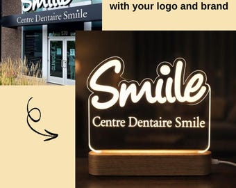 Lámpara nocturna acrílica personalizada basada en una foto de su marca o letrero, luz con logotipo personalizado