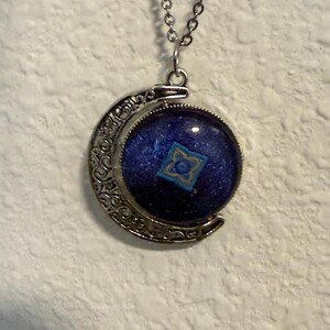 Celestial Resin Pendant Necklace, Resin Moon Pendant, Crescent Moon Necklace, Mystical Resin Necklace, Galaxy Resin Art Necklace