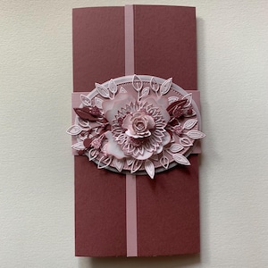 Cartão de felicitações de luxo feito à mão, design de bolso duplo, cartão de carteira de dinheiro, design elegante para ocasiões especiais, presente para casamento, para ente querido