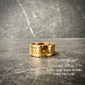 THOSE DAYS (set of one 4mm & two 2mm bands)~ 14K Solid Gold Custom Date Roman Numeral Rings