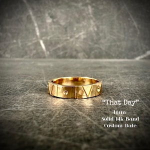 THAT DAY (4mm)~ 14K Solid Gold Custom Date Roman Numeral Ring