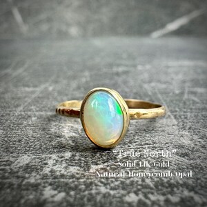 TRUE NORTH ~ Solid 14k Gold & Natural Honeycomb Opal Ring