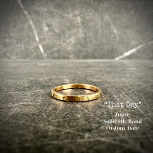 THAT DAY (2mm)~ 14K Solid Gold Custom Date Roman Numeral Ring