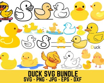 Rubber Duck SVG Bundle: Yellow Duck Clipart, Cut File (Digital Download)