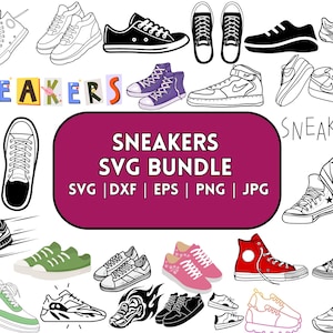 Sneaker Svg Bundle, Sneakers Svg, Running Shoes, Sneaker Clipart, Png for Sublimation, Basketball Shoes Svg Files for Cricut, Silhouette