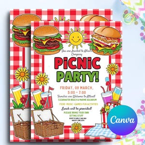 Company Picnic Flyer Editable Canva Template, Family Picnic fundraiser invitation, Customer Appreciation flyer