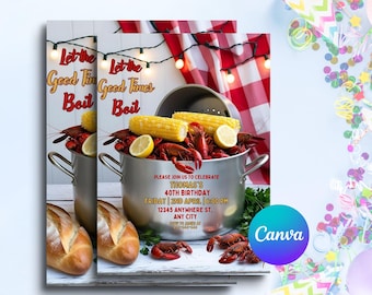 Seafood Boil Party Einladung: Langustenfest, bearbeitbare digitale Einladung