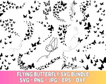 Paquete de archivos SVG de mariposas voladoras: archivos de corte por capas (25 diseños)