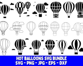 Hot Air Balloon SVG Bundle: Cricut Cut Files (Digital Download)