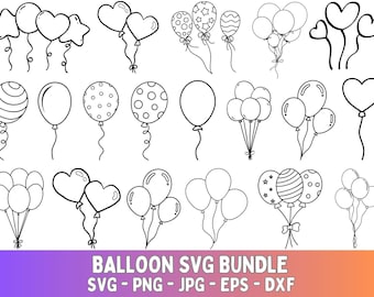 Balloon SVG Bundle: Hand-Drawn Clipart (Digital Download)