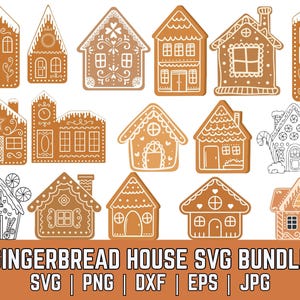 Pepparkakshus SVG clipart, julsilhuett, vintersemesterpappershem, klippfiler, direktnedladdning