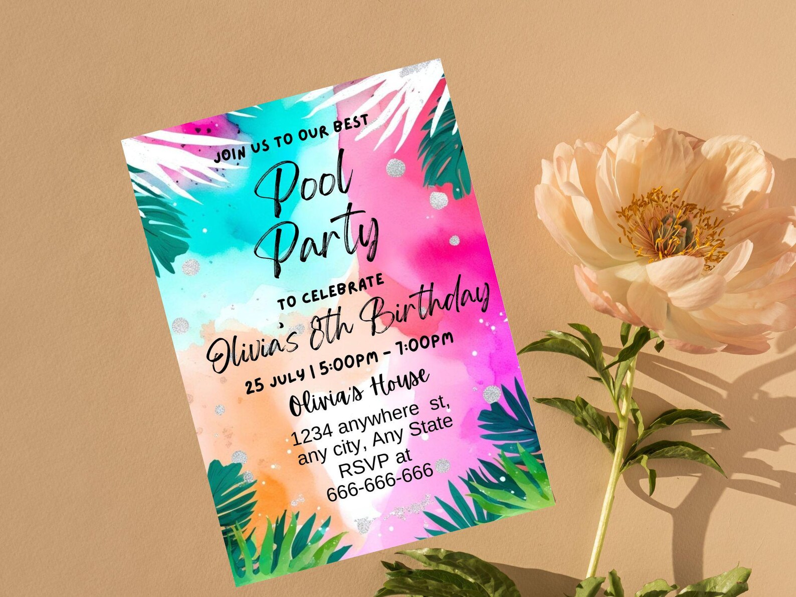 Pool Party Invitation: Kids Swim Birthday, Editable Canva Template ...