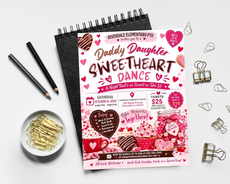 Daddy Daughter Dance Flyer Printable: Editable School Event Canva ...