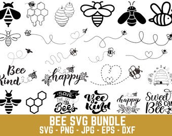Bee SVG Bundle: Hand-Drawn Honeycomb Clipart (Digital Download)