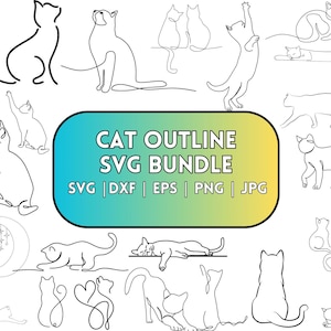 Cute Cat\ Elegant Cat Line Art\ Black & White SVG\ Minimalist Cat SVG Mega Bundle, Cat Kitty Clip Art, Line Drawing, Cat Lover Svg