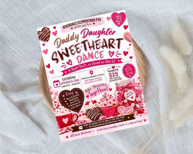 Daddy Daughter Dance Flyer Printable: Editable School Event Canva ...