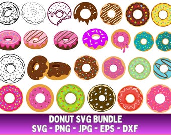 Donut SVG Bundle, druckbare Donut Clip Art (digitaler Download)