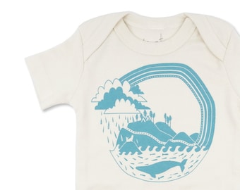 Organic Cotton Baby Bodysuit, Pacific Northwest Coast Design