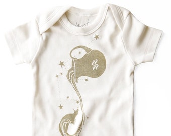 Aquarius Bodysuit, Zodiac Baby Gift, Organic Baby Bodysuit, Astrology Gifts, Unisex Baby Gift, January baby, February baby, Baby Shower Idea