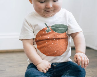 Orange Citrus Shirt Toddler, Cute Fruit Shirt, Eco Friendly Kids, Fruit Tshirt, Fair Trade Gifts, Screen Printed Tee, Cute Kids Shirts